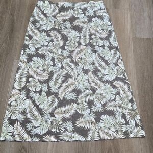 J. Jill Women's Printed A Line Knit Maxi Skirt Cheerful Palms Size Medium